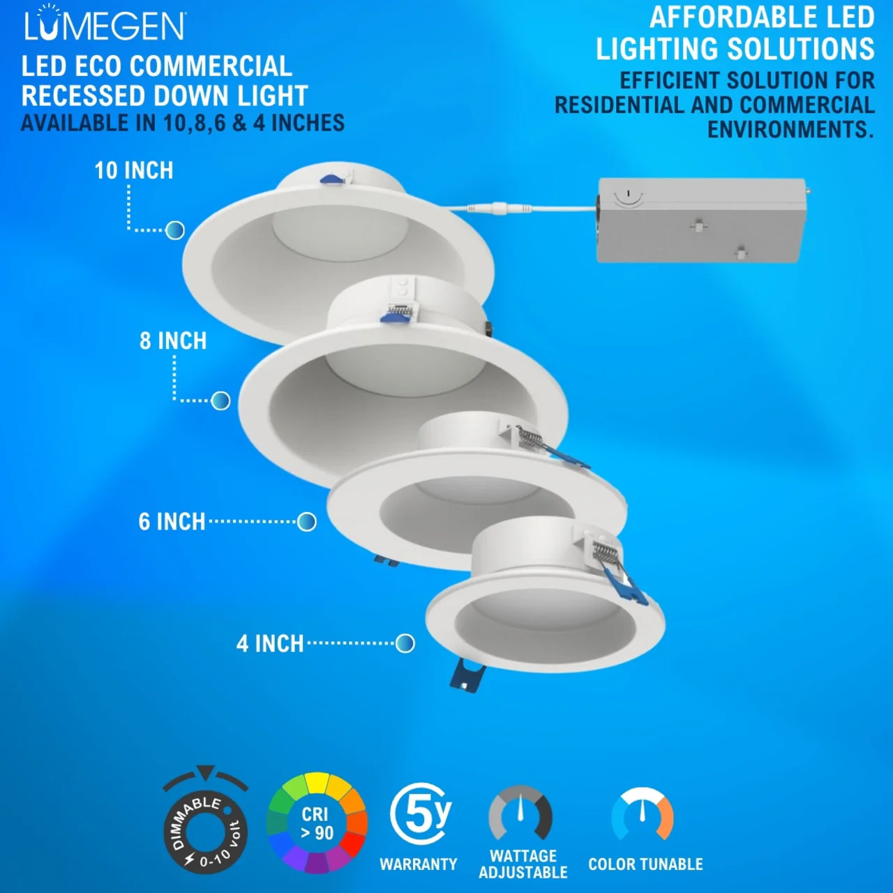 6in. LED Recessed Down Light - Wattage Adjustable up to 18W - Color Tunable 27K/30K/35K/40K/50K - LumeGen - Image 7